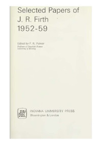 Frank R. Palmer (Ed.) — Selected Papers of J. R. Firth 1952-59