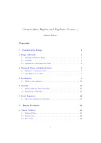 Andrew Hubery — Commutative Algebra and Algebraic Geometry