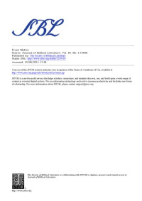 Journal of Biblical Literature — Journal of Biblical Literature 1930-2