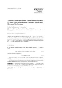 A. Jaffe (Chief Editor) — Communications in Mathematical Physics - Volume 195