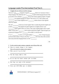  — Language Leader Pre-Intermediate Tests