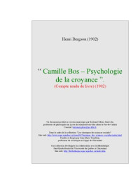 Bergson Henri — Psychologie de la croyance