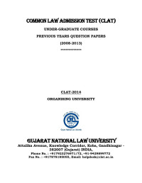 CLAT — PREVIOUS YEARS COMMON LAW ADMISSION TEST (CLAT) QUESTION PAPERS (2008-2013)