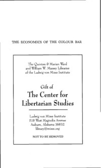 William H. Hutt — The Economics of the Colour Bar