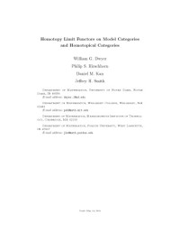 William G. Dwyer,  Philip S. Hirschhorn, Daniel M. Kan,  and Jeffrey H. Smith, — Homotopy Limit Functors on Model Categories and Homotopical Categories