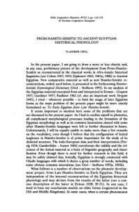 Vladimir Orel — From Hamito-Semitic to ancient Egyptian - historical phonology
