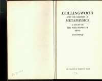 Lionel Rubinoff — Collingwood, The Reform of Metaphysics