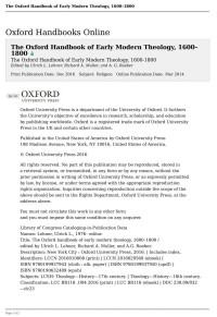 Ulrich L. Lehner, Richard A. Muller, A.G. Roeber — The Oxford Handbook of Early Modern Theology, 1600-1800