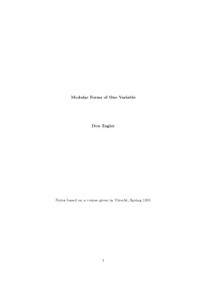 Don Zagier — Modular Forms of one variable