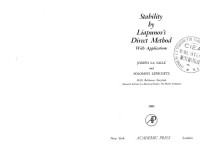 Joseph La Salle, Solomon Lefschetz — Stability By Liapunov's Direct Method with Application