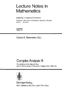 Carlos A. Berenstein — Complex Analysis III. Proc. Special Year, Maryland, 1985-86