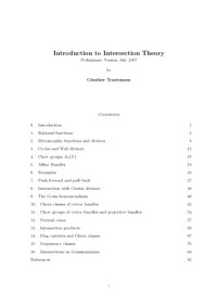 Günther Trautmann — Introduction to Intersection Theory