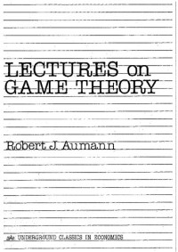Robert J. Aumann — Lectures on game theory