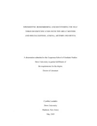 Laudadio Cynthia, — Mnemosyne - Remembering and recovering the self through identification with The Great Mother and her daughters, Athena, Artemis and Hestia