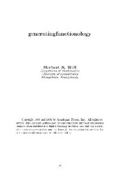 Wilf. — Generatingfunctionology (mostly combinatorics)