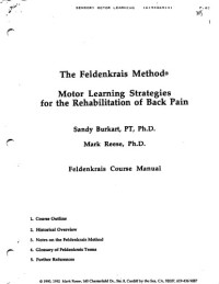 Sandy Burkart, Mark Reese — Motor Learning Strategies for the Rehabilitation of Back Pain: Feldenkrais Course Manual