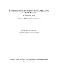 Kripke, Saul — Elementary Recursion Theory and its Applications to Formal Systems