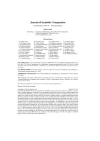  — [Journal] Journal of Symbolic Computation. Vol. 37. Numbers 1-6