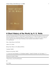 H. G. Wells — A Short History of the World
