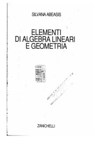 Abeasis Silvana — Elementi di algebra lineare e geometria