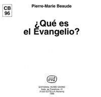 Pierre-Marie Beaude; Nicolás Darrícal (tr.) — ¿Qué es el Evangelio?