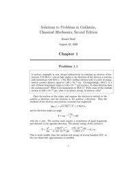 Homer Reid — Solutions to Problems in Goldstein, Classical Mechanics, Second Edition