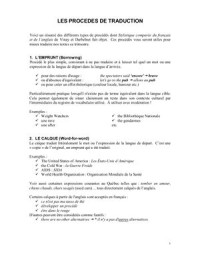  — Les procédés de traduction