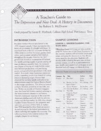 Gennie B. Westbrook — A Teacher's Guide to The Depression and New Deal - A History in Documents (Pages from History)