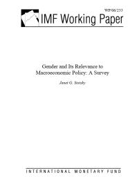 Janet Gale Stotsky — Gender and Its Relevance to Macroeconomic Policy : A Survey