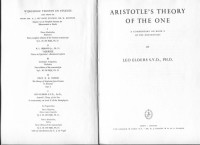 Leo J. Elders — [INCOMPLETE] Aristotle's Theory of the One. A Commentary on Book X of Metaphysics