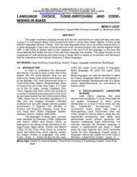 Ugot Mercy. — Language Choice, Code-switching and Code-mixing in Biase