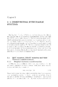  — 1+1 Dimensional Integrable Systems