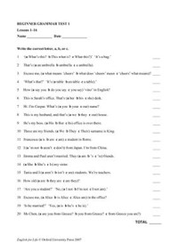  — English for Life. Grammar and vocabulary tests