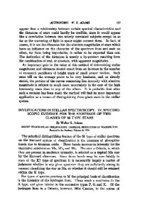Adams W. S. — Investigations in Stellar Spectroscopy IV. Spectroscopic Evidence for the Existence of Two Classes o