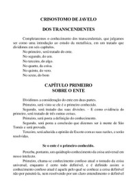 Crisóstomo de Javelo — Dos transcendentais