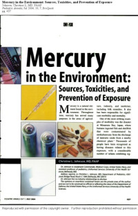 Johnson CL — Mercury in the environment: sources, toxicities, and prevention of exposure