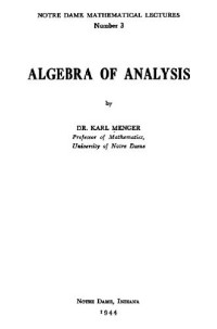 Menger K. — Algebra of analysis