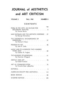 Dagobert D. Runes — The Journal of Aesthetics and Art Criticism, Vol. 2, No. 8 (Autumn, 1943)