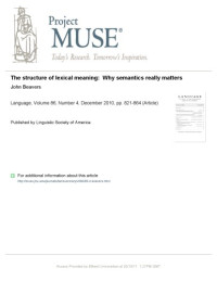 John Beavers — The structure of lexical meaning - Why semantics really matters