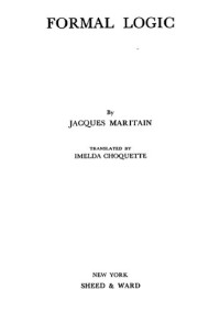 Jacques Maritain — Formal Logic
