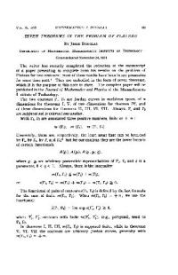 Douglas J. — Seven Theorems in the Problem of Plateau
