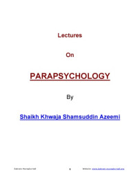 Khwaja Shamsuddin Azeemi ; Maqsood-ul-Hassan Azeemi (transl.) — Lectures on parapsychology