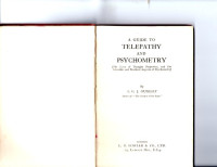 Stephen Geoffrey John Ouseley — A guide to telepathy and psychometry, etc.