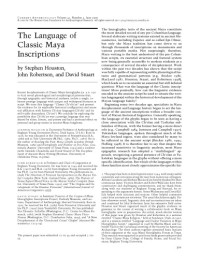 Stephen Houston, John Robertson, and David Stuart — The Language of Classic Maya Inscriptions1