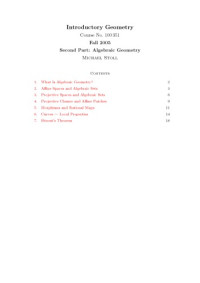 Michael Stoll — Introductory Geometry 2: Algebraic Geometry [Lecture notes]