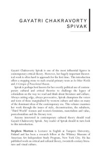 Stephen Morton — Gayatri Chakravorty Spivak