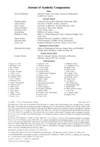 Bruno Buchberger (Editor) — Journal of Symbolic Computation, Volume 13, issues 1, 2, 4 of 6 issue 1, 2, 4 of 6