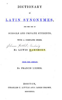 Lewis Ramshorn — Dictionary of Latin Synonyms