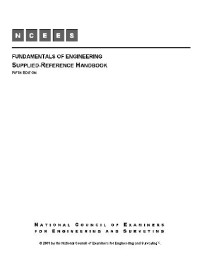  — Fundamentals of engineering. Supplied reference handbook for examination
