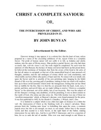 John Bunyan — CHRIST A COMPLETE SAVIOUR: